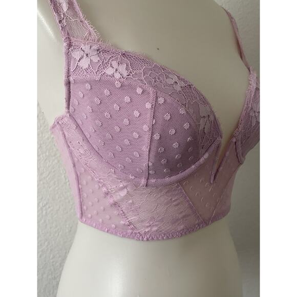 Victoria's Secret Bra Bustier Plunge Lace Polka Dot Lingerie - Picture 6 of 14